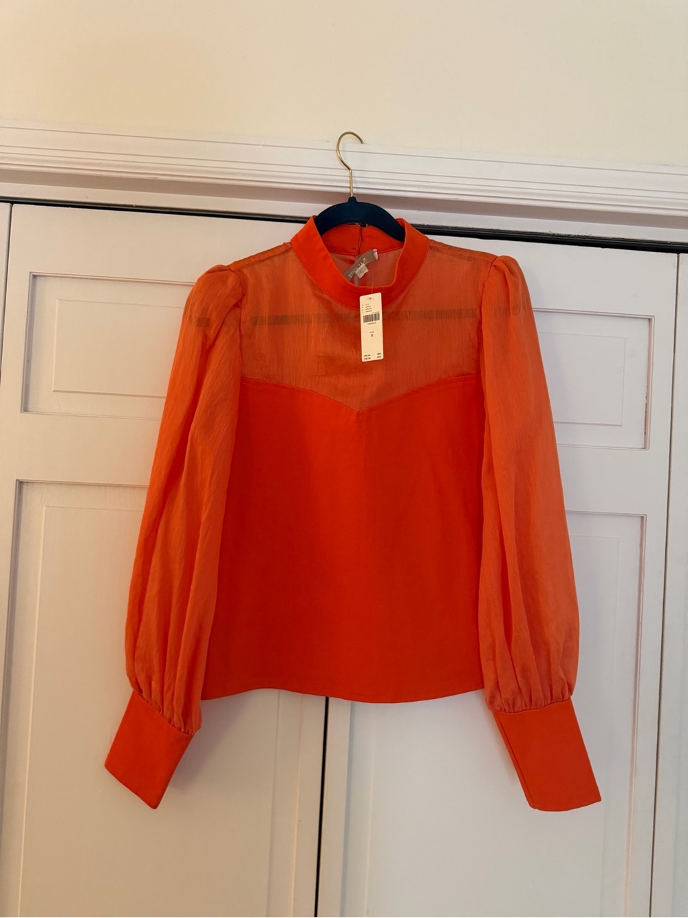 Anthropologie Long Sleeve Blouse - Orange